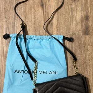 ANTONIO MELANI Black Chevron Crossbody Bag